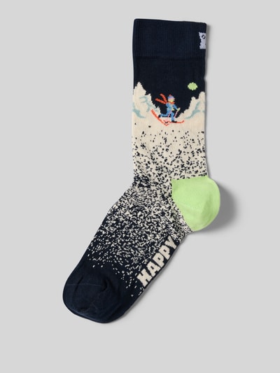 Happy Socks Socken im Allover-Look Modell 'Sleigh' Dunkelblau 1