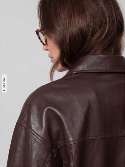 Jake*s Casual Regular Fit Kunstlederjacke mit überschnittenen Schultern Dunkelbraun 3