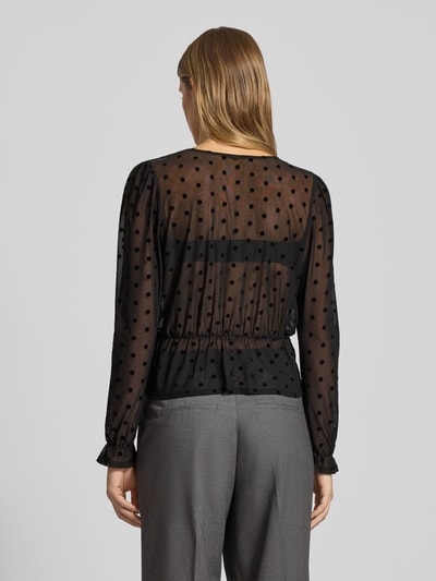 Only Slim fit blouseshirt in semi-transparante look, model 'JULIET' Zwart - 5