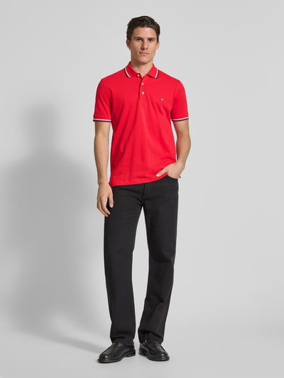 Christian Berg Men Poloshirt met labelstitching Rood - 1