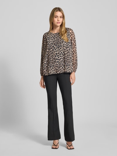 ZABAIONE Relaxed Fit Bluse mit Rundhalsausschnitt Mittelbraun 1