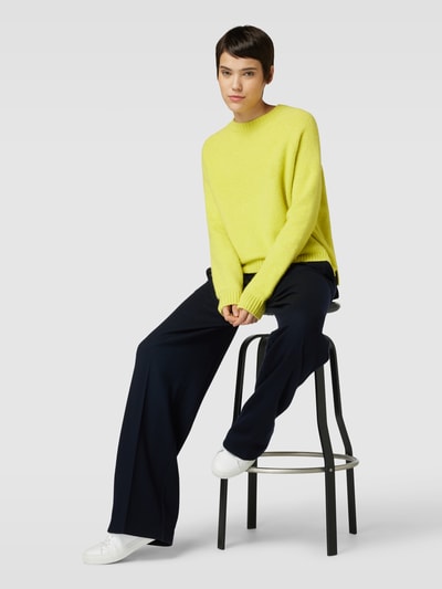 BOSS Sweter z dzianiny z okrągłym dekoltem model ‘Febisan’ Neonowy żółty 1