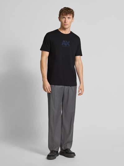 ARMANI EXCHANGE T-shirt o kroju regular fit z czystej bawełny z nadrukiem z logo Czarny 1