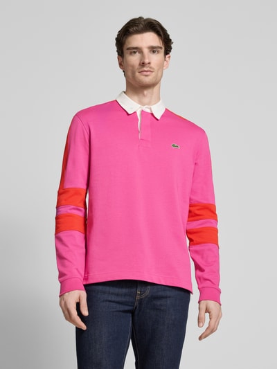 Lacoste Koszulka polo o kroju classic fit z długim rękawem Mocnoróżowy 4