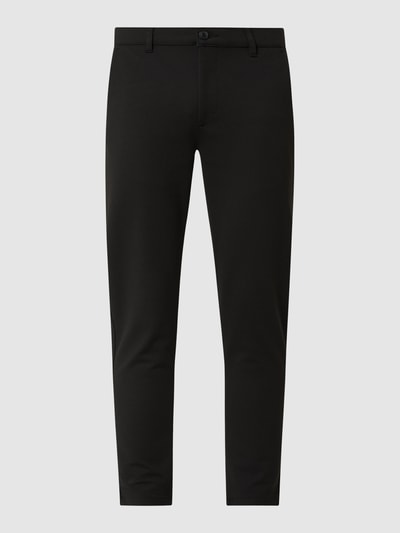 !Solid Skinny fit chino met stretch, model 'Dave Barro' Zwart - 2