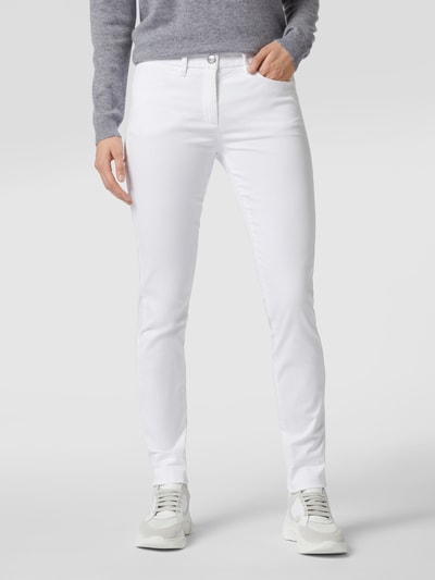 Luisa Cerano Skinny Fit Jeans mit Umschlag Weiss 4