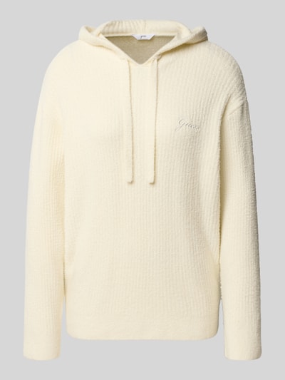 Produktfoto, kremowa bluza z kapturem z Mieszanka materiałów z dodatkiem streczu, krój regular fit, wyhaftowane logo, Model 'LUA' od GUESS, damska