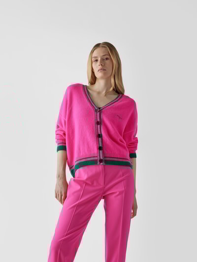 MSGM Strickjacke mit Label-Stitching Fuchsia 4