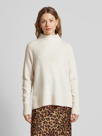 Jake*s Collection Gebreide pullover van kasjmier met opstaande kraag Offwhite - 4