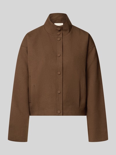 Produktfoto, brązowa Jacke mit Stehkragen Modell 'DATING' von SUNCOO PARIS, materiał z domieszką wiskozy, krój regular fit, długość pleców w rozmiarze S: 56 cm, szerokość ramion w rozmiarze S: 42 cm, szerokość w biuście w rozmiarze S: 61 cm, długość rękawa w rozmiarze S: 55 cm
