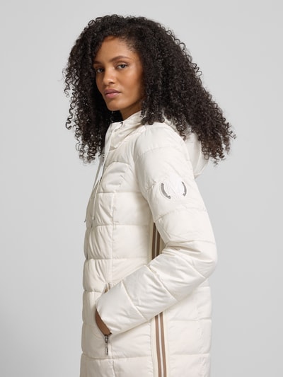 monari Regular fit gewatteerd lange jas met tunnelkoord Offwhite - 3