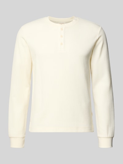 Produktfoto, Regular Fit Longsleeve in Strick-Optik Modell 'Niagara' von JACK & JONES für Herren, Baumwoll-Mix, Henley-Ausschnitt, cremefarben
