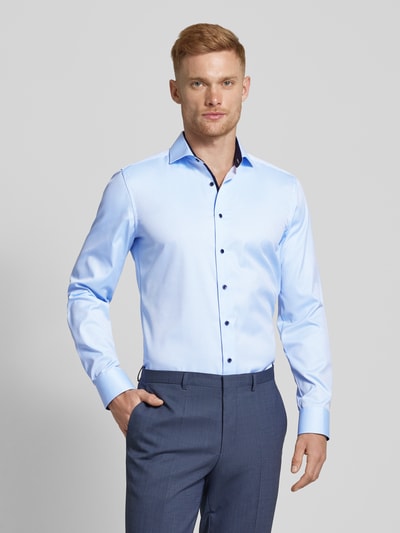 Eterna Slim fit zakelijk overhemd van twill Lichtblauw - 4