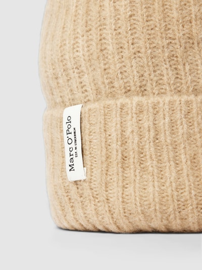 Marc O'Polo Beanie met labeldetail Beige gemêleerd - 2