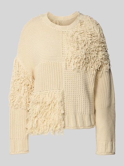 JAKE*S STUDIO WOMAN Relaxed fit gebreide pullover met franjes Ecru - 2