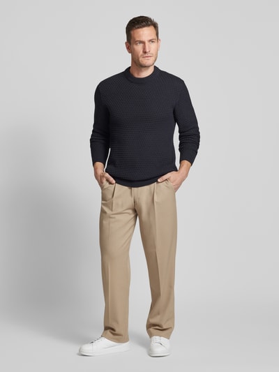 Casual Friday Strickpullover mit Strukturmuster Modell 'Karl' Marine 1