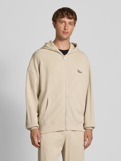 Pegador Oversized Sweatjacke mit Kapuze und Logo-Stitching Ecru 4