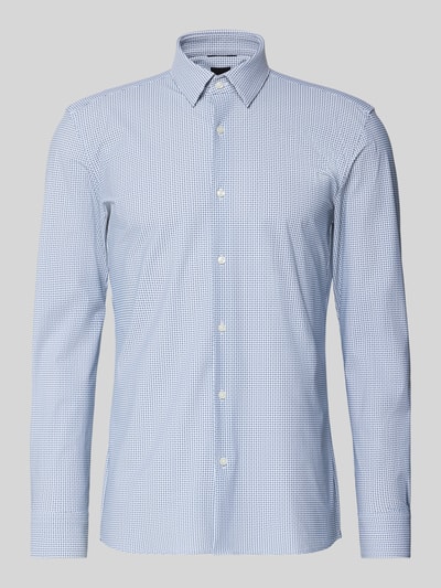 BOSS Slim Fit Businesshemd mit Allover-Muster Modell 'HANK' Jeansblau 2