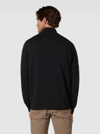 Fynch-Hatton Gebreide pullover met labeldetails, model 'Troyer' Donkergrijs gemêleerd - 5