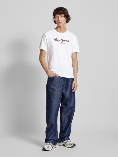 Pepe Jeans T-Shirt mit Label-Print Modell 'EGGO' Weiss 1