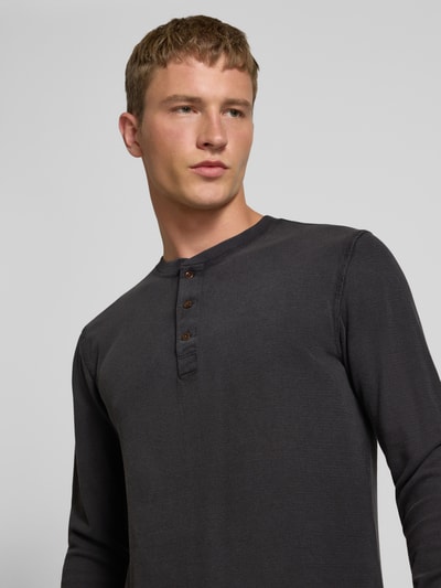 Superdry Longsleeve mit Strukturmuster und Knopfleiste Black 3