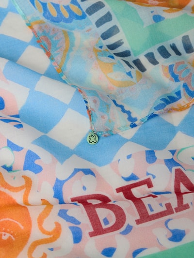 Produktfoto, Bandana mit floralem Allover-Print von Codello aus Modal-Mix mit Baumwoll-Anteil, Rechteckig, Logo-Detail, Pastelltöne, weiche Textur