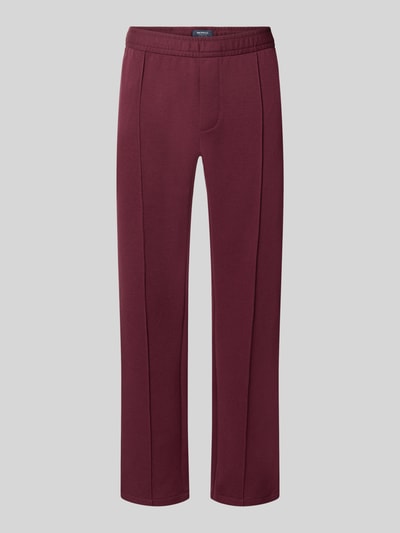 Produktfoto, Straight Fit Hose mit Baumwoll-Anteil Modell 'Parker' von MCNEAL in Bordeaux mit elastischem Bund und Gesäßtasche, Material-Mix