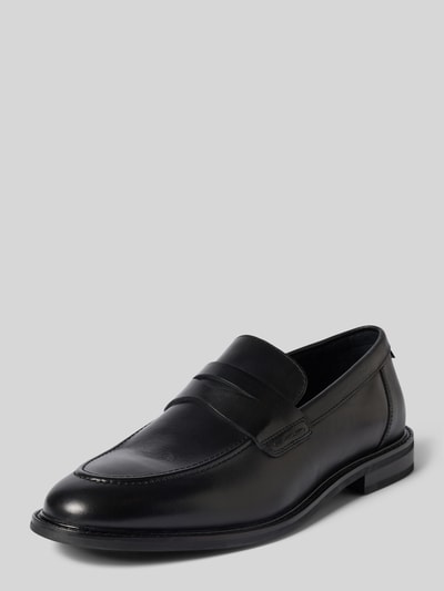 Produktfoto, schwarzer Loafer aus echtem Leder Modell 'Lozham' von GANT, glatte Oberfläche, dezente Nähte, Herren Loafer von GANT
