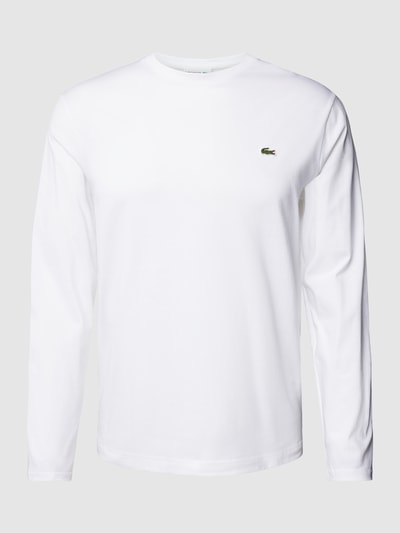 Lacoste Regular Fit Longsleeve in unifarbenem Design mit Label-Stitching Weiss 2