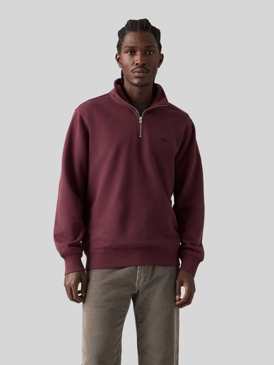 Levi's® Relaxed Fit Troyer aus reiner Baumwolle mit Label-Stitching Bordeaux 4