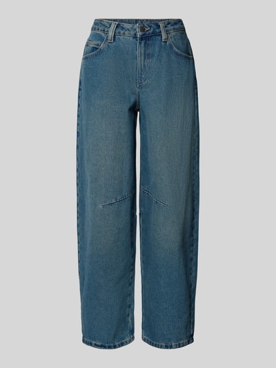 Produktfoto, Jeans mit 5-Pocket-Design Modell 'HAZAL' von Noisy May in Blau, lockerer Schnitt, reine Baumwolle, sichtbare Nähte, strukturierte Oberfläche