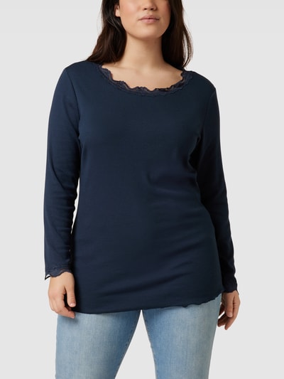 Fransa Plus PLUS SIZE Longsleeve mit Spitzenbesatz Modell 'Zamond' Marine 4