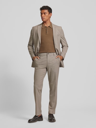 SELECTED HOMME Slim fit pantalon met pied-de-poule-motief, model 'LIAM' Middenbruin - 1