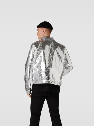 VTMNTS Lederjacke aus echtem Leder in metallic Silber 5