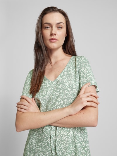 Vero Moda Sukienka mini z wiskozy z kwiatowym wzorem model ‘EASY JOY’ Trzcinowy 3