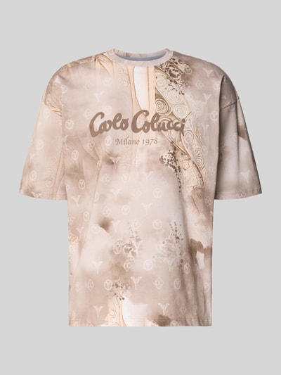 CARLO COLUCCI Oversized T-Shirt mit Label-Print Beige 2