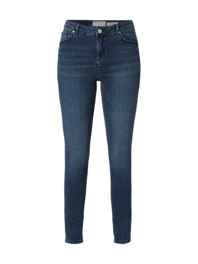 Review Jeansy dekatyzowane z wysokim stanem o kroju Skinny Fit Ciemnoniebieski 2