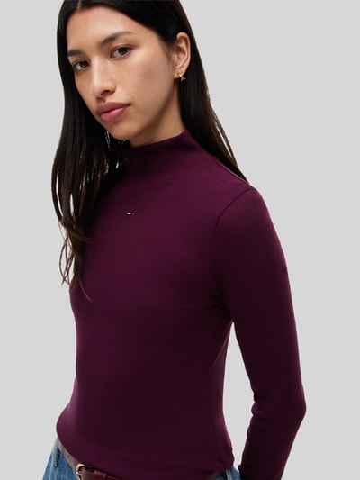 Tommy Jeans Slim Fit Langarmshirt aus Baumwoll-Mix  Bordeaux 3