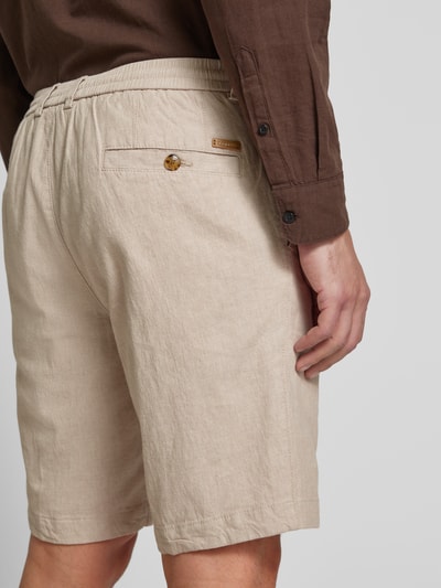 bugatti Slim fit korte broek met tunnelkoord Ecru - 3