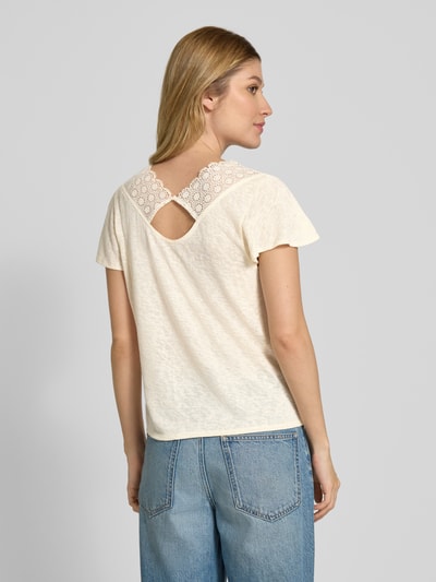 Zero T-shirt z okrągłym dekoltem i koronką szydełkową Écru 5