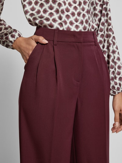 Zero Regular fit stoffen broek met persplooien Bordeaux - 3