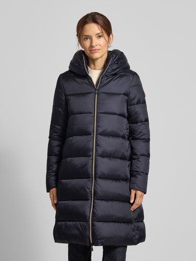 SAVE THE DUCK Gewatteerde lange jas met opstaande kraag, model 'LYSA' Zwart - 4