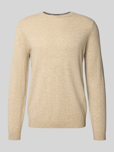 Christian Berg Men Regular Fit Kaschmirpullover mit Rundhalsausschnitt Camel Melange 2