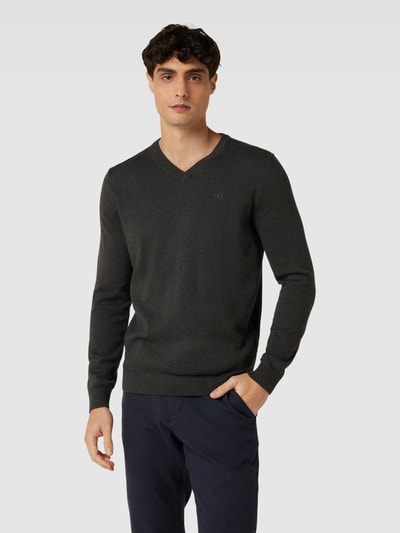 Tom Tailor Gebreide pullover met V-hals Antraciet - 4