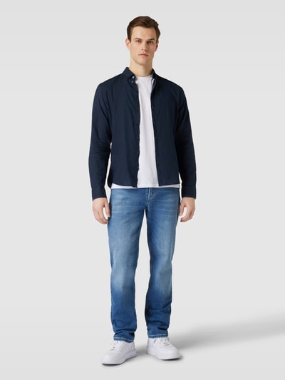 Casual Friday Regular Fit Leinenhemd mit Button-Down-Kragen Modell 'Anton' Marine 1