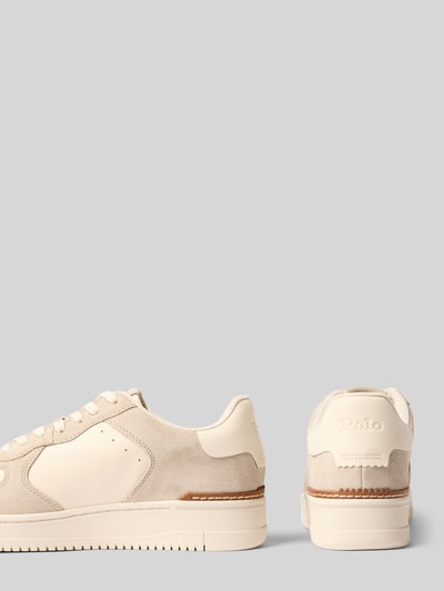 Productfoto, sneakers van echt leer model 'MASTERS CRT' van Polo Ralph Lauren in beige met gladde en suède texturen, Heren sneakers