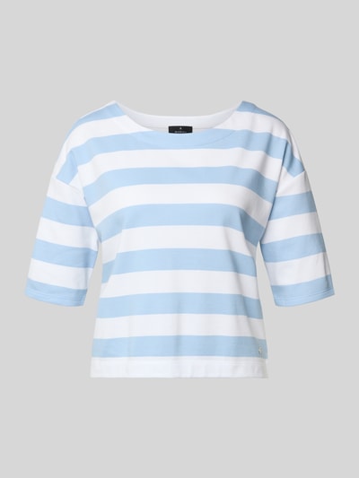 Produktfoto, Sweatshirt mit Streifenmuster und 1/2-Arm von monari, hellblau-weiße Streifen, Baumwoll-Mix, Boxy-Fit, Rundhalsausschnitt
