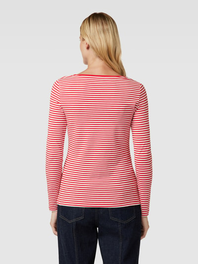 Montego Longsleeve mit Streifenmuster und U-Boot-Ausschnitt Rot 5