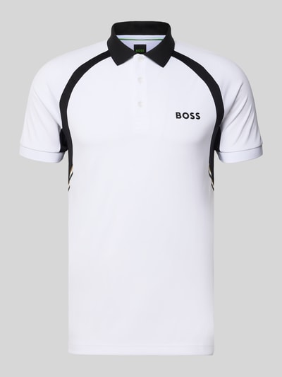 BOSS Green Slim fit poloshirt met korte knoopsluiting, model 'PL_TOC SPIN CB' Wit - 1