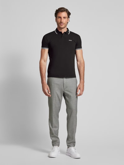 BOSS Green Slim Fit Poloshirt mit Label-Print Modell 'Paul' Black 1